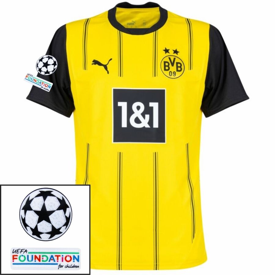 Borussia Dortmund Brandt 10 Home 2024/25 Patches UCL UEFA Foundation (Official Printing)