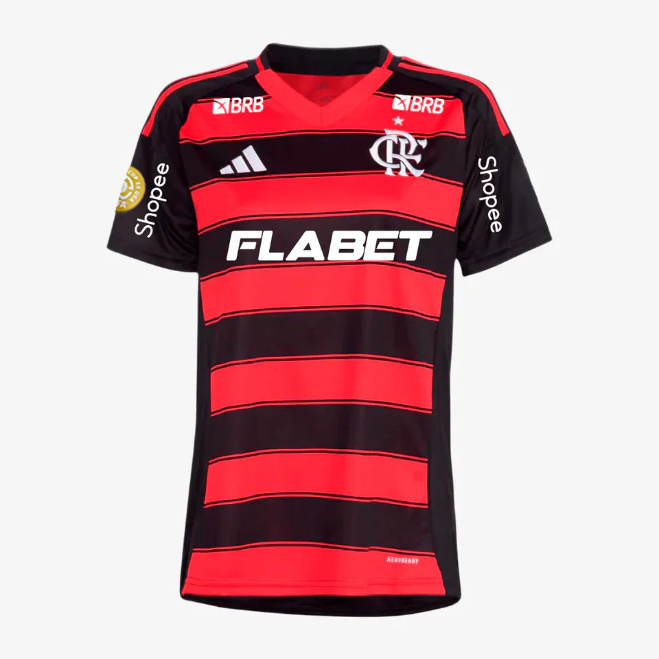 Camisa Feminina Adidas Flamengo 2025/26 I Com Patrocínios + Patch Mundial