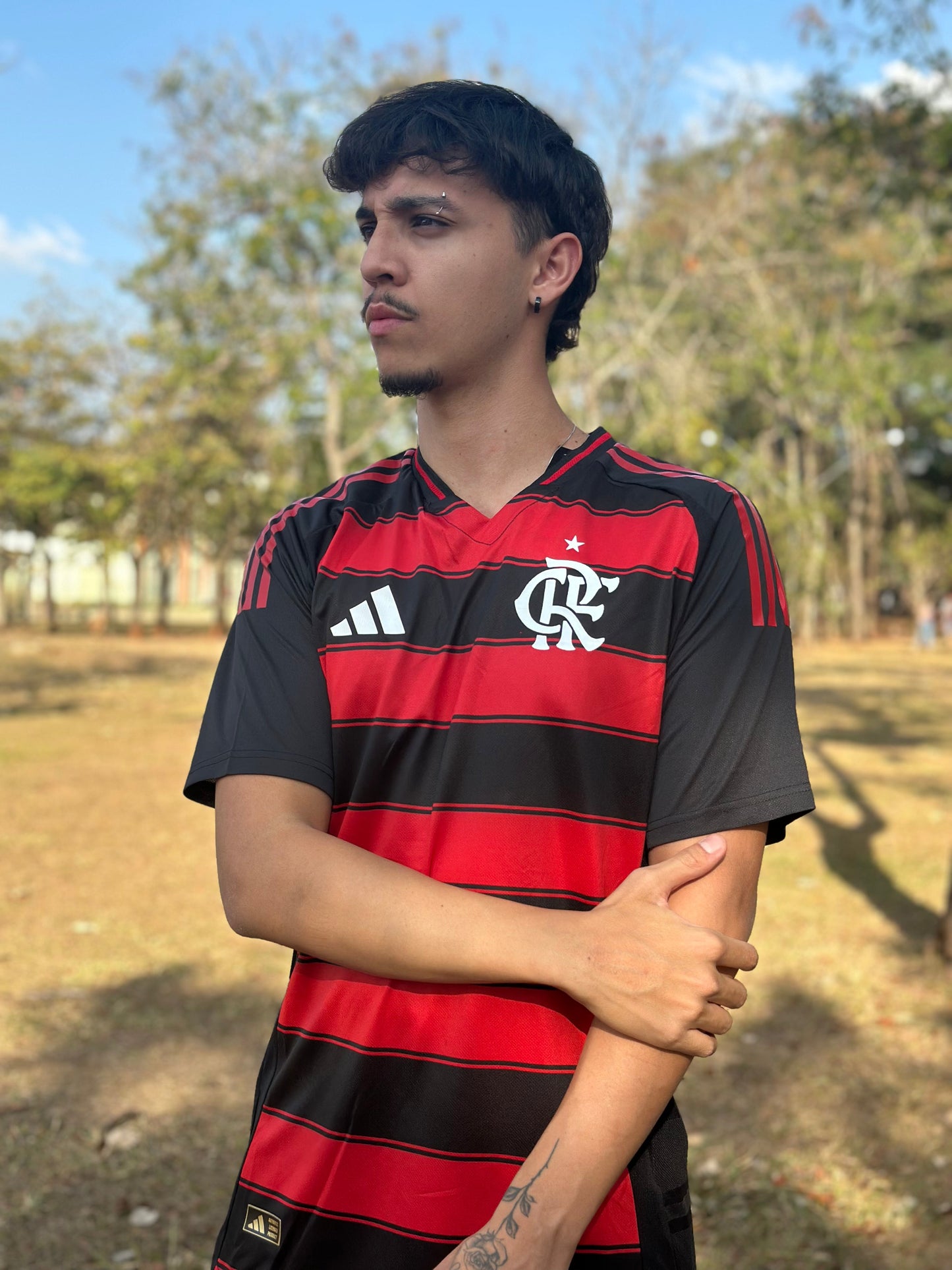 Camiseta local del Flamengo 2025, versión para aficionados, Adidas, para hombre - Rojo y negro