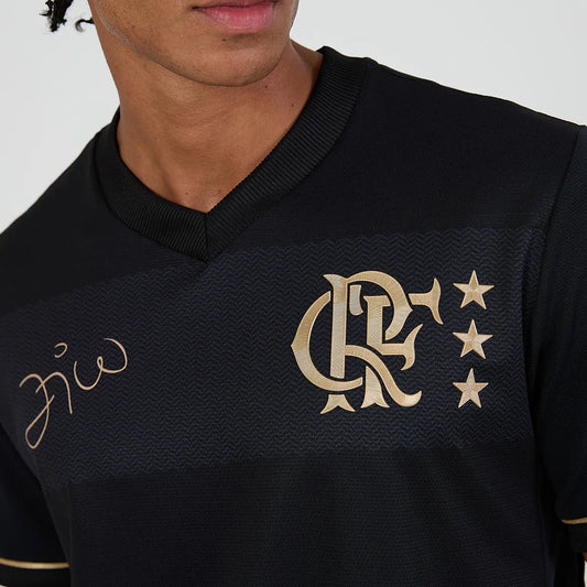 Jersey Flamengo Zico 1981 Black and Gold Retro Men's