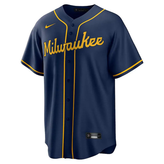 Jersey MLB Milwaukee Brewers Navy Alternate Fan Version Men's Blue