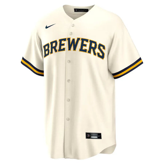 Jersey MLB Milwaukee Brewers Home Fan Version Men's Beige Christian Yelich 22