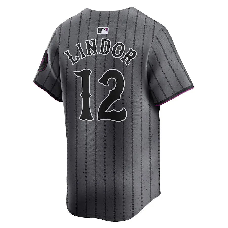 Jersey MLB New York Mets Graphite Fan Version Men's Francisco Lindor 12 Grafite