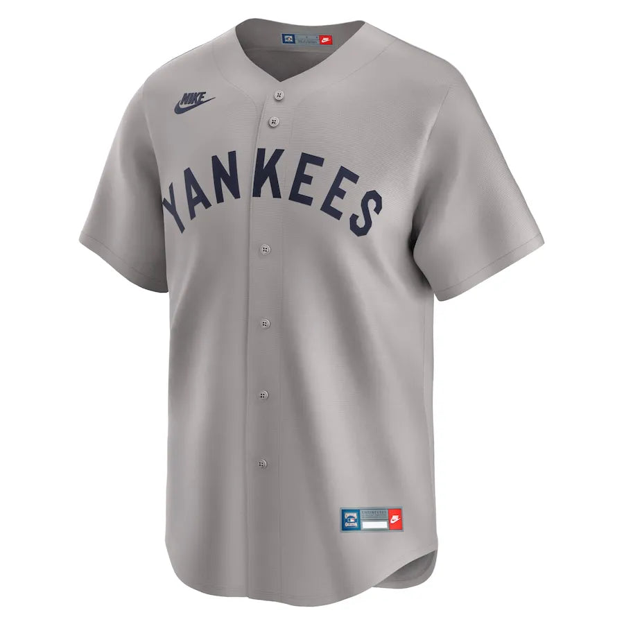 Jersey MLB New York Yankees Away Throwback Cooperstown Collection Limited Fan Version Men's Gray Babe Ruth 3