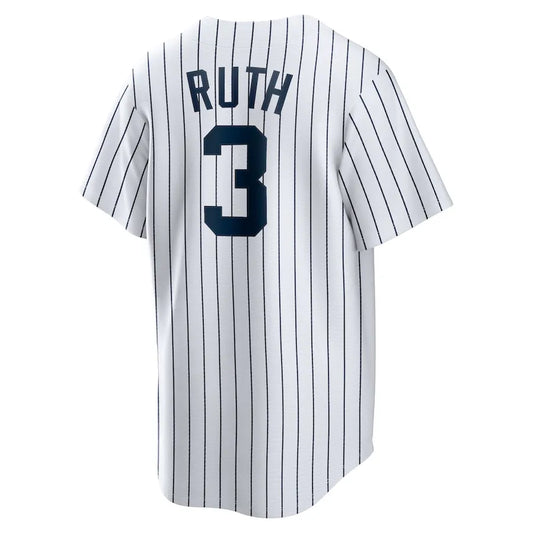 Jersey MLB New York Yankees Home Cooperstown Collection Fan Version Men's White Babe Ruth 3