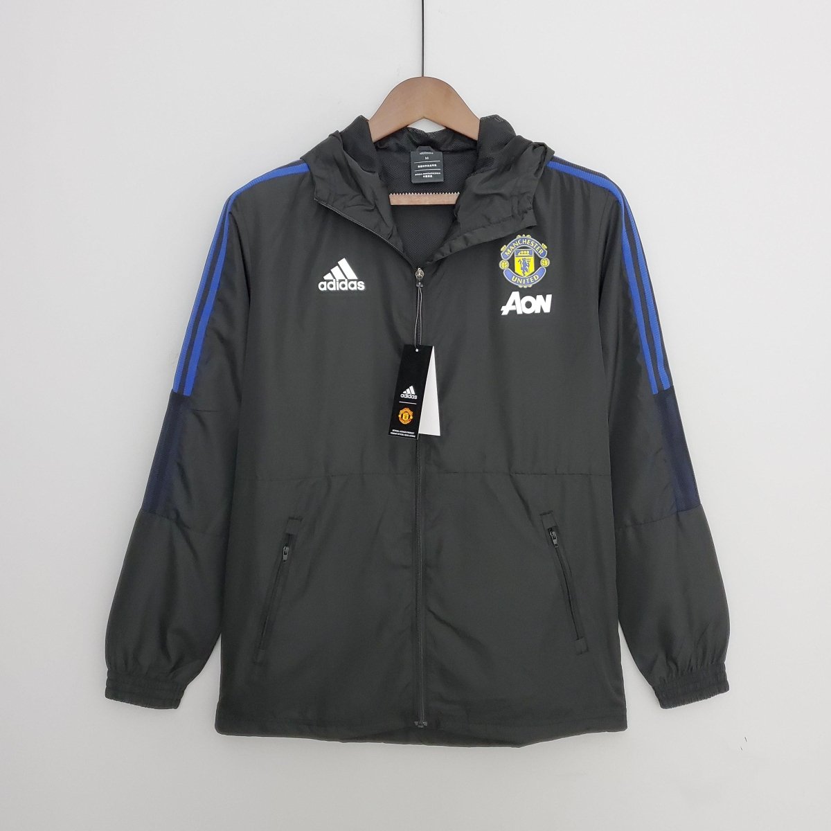 Corta - vento Manchester United 21/22 Adidas - Preto e Azul - DA Sports Oficial