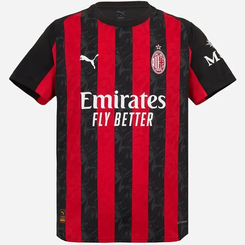 Camiseta local del AC Milan 2025, roja y negra