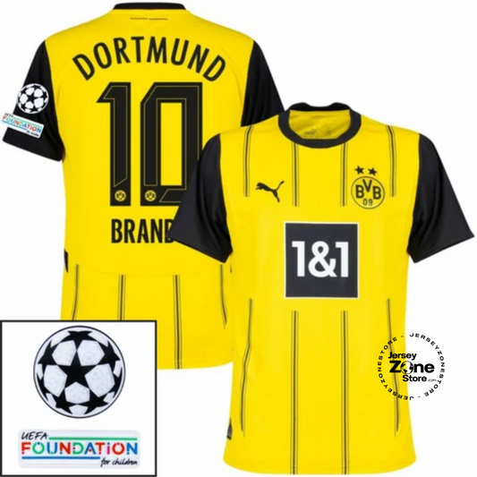 Borussia Dortmund Brandt 10 Home 2024/25 Patches UCL UEFA Foundation (Official Printing)