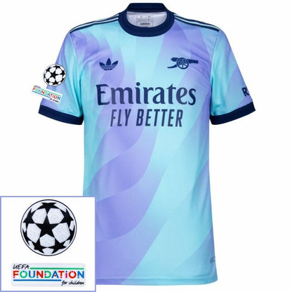 Arsenal Third Fan Jersey 2024/25 Patches UCL UEFA Foundation (Official Printing)