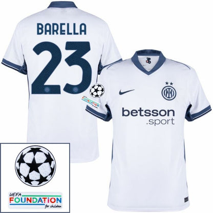 Inter Milan Barella 23 Away 2024/25 Patches UCL UEFA Foundation (Official Printing)