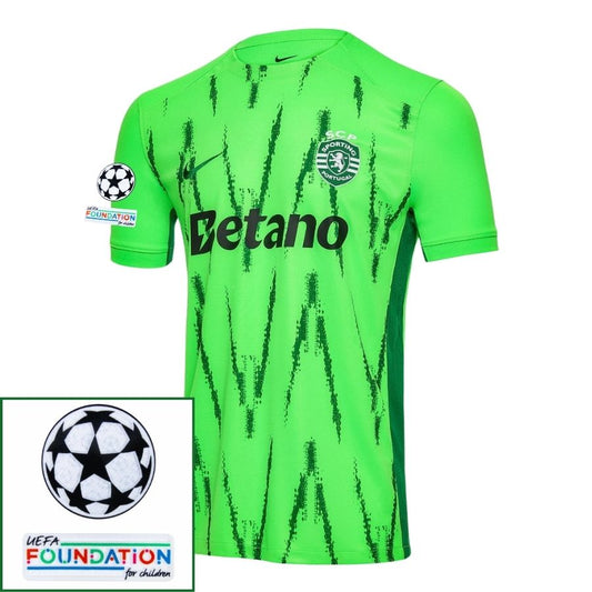 Sporting CP Fan Jersey Fourth 2024/25 Patches UCL UEFA Foundation (Official Printing)
