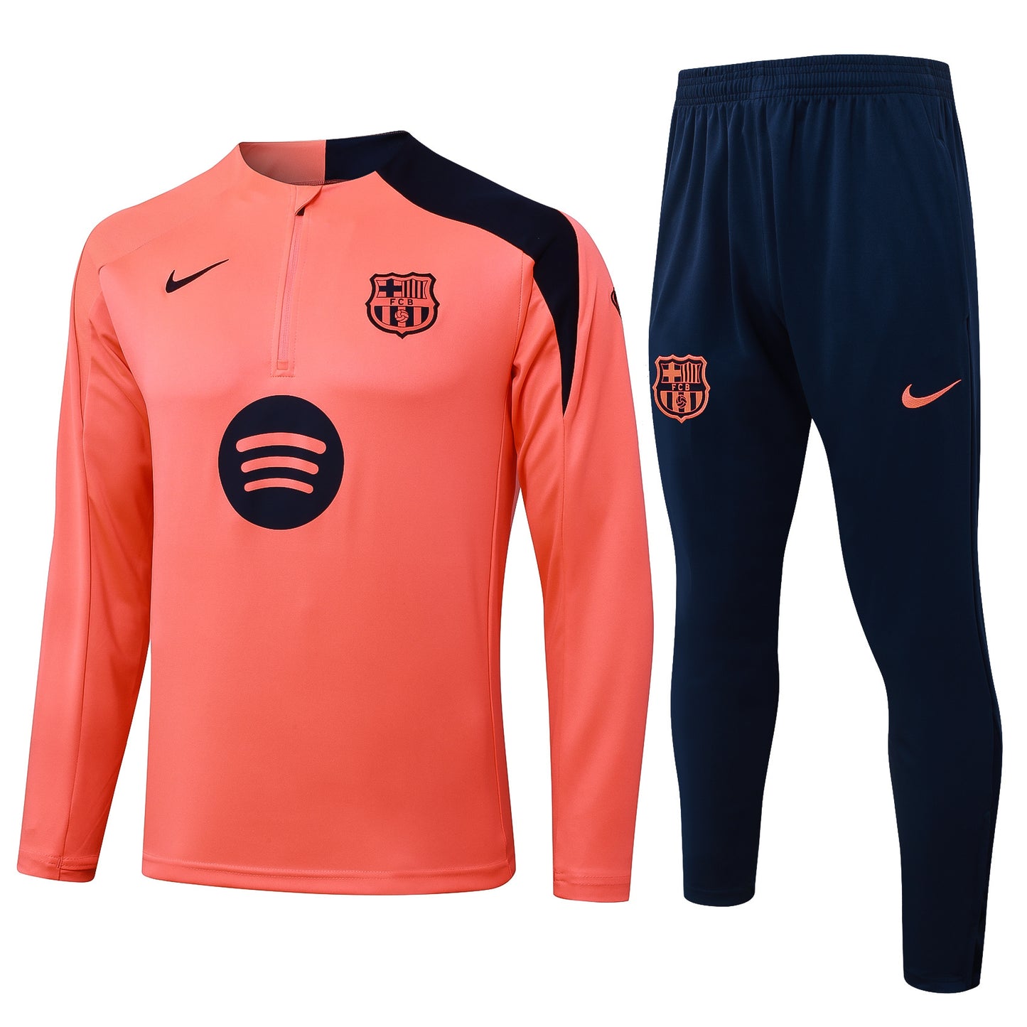 Kit de Treino Barcelona - Conjunto Manga Longa Laranja Fluorescente