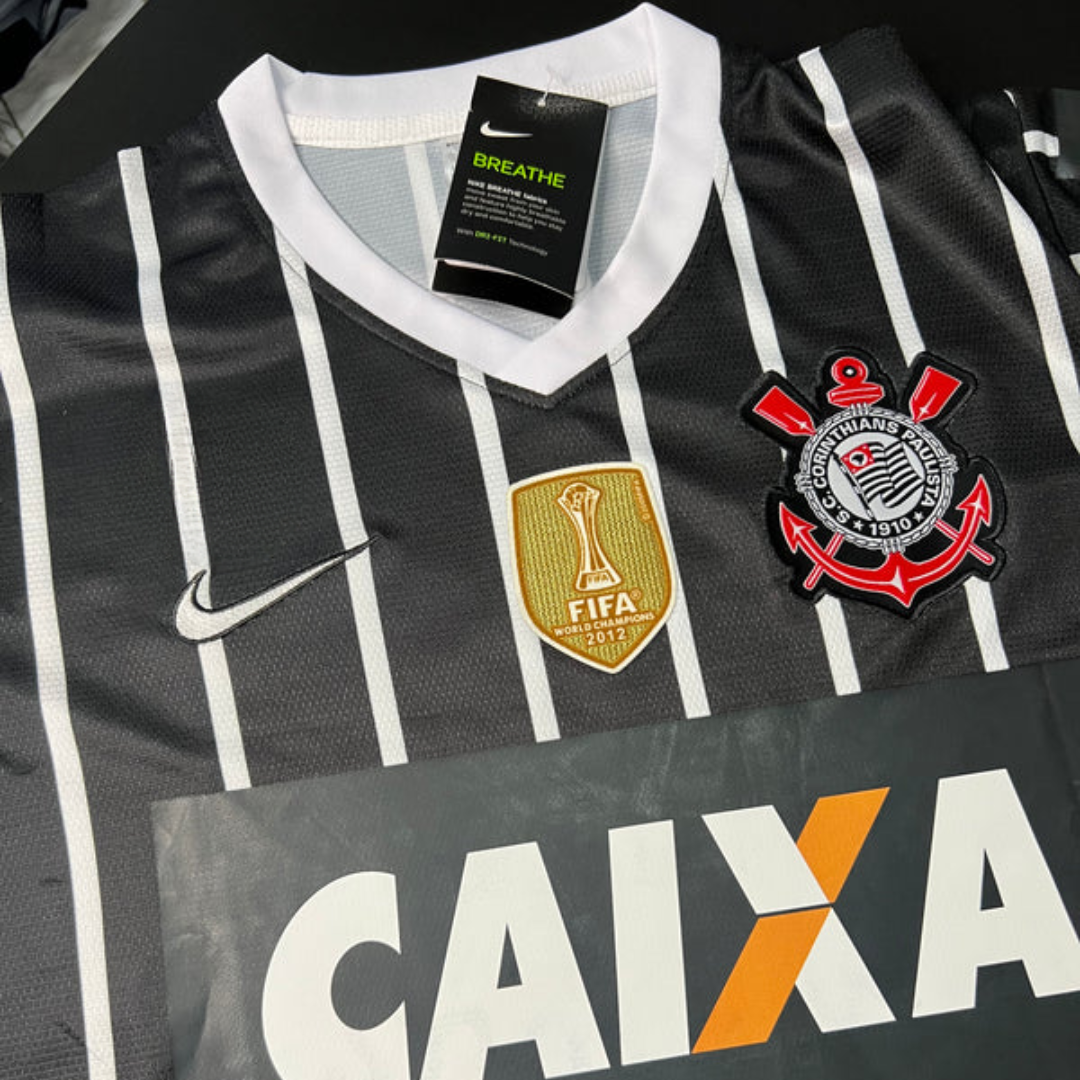 Camisa Retrô Corinthians Reserva 2013 Preta/Branca Masculina