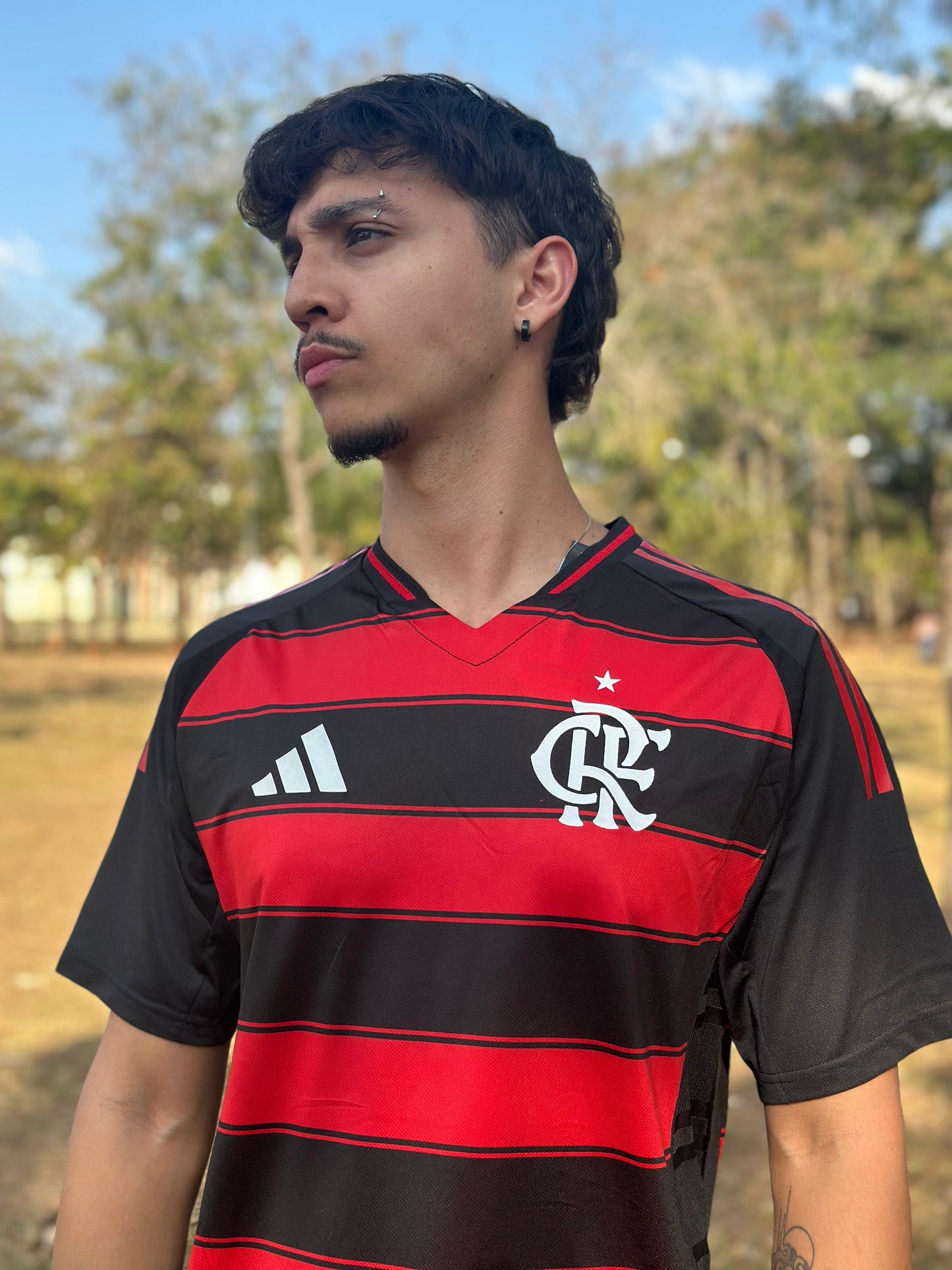 Camiseta local del Flamengo 2025, versión para aficionados, Adidas, para hombre - Rojo y negro