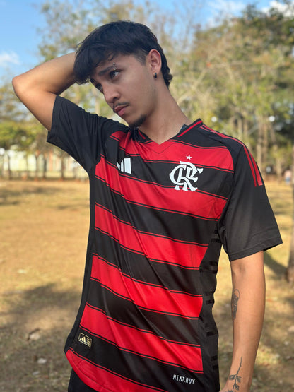 Camiseta local del Flamengo 2025, versión para aficionados, Adidas, para hombre - Rojo y negro