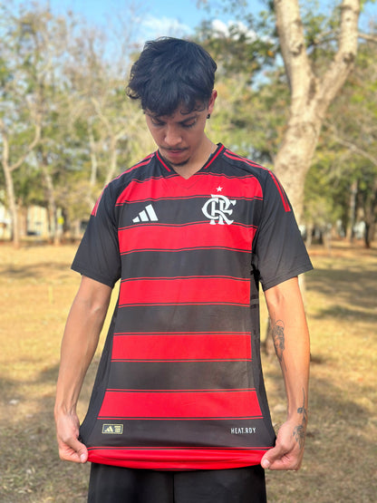Camiseta local del Flamengo 2025, versión para aficionados, Adidas, para hombre - Rojo y negro