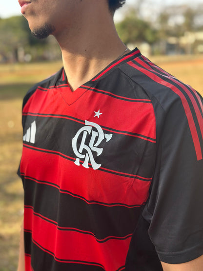 Camiseta local del Flamengo 2025, versión para aficionados, Adidas, para hombre - Rojo y negro