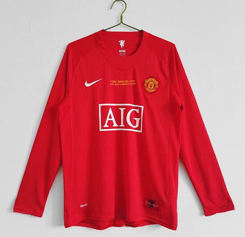 Manga longa: Manchester United Liga dos Campeões Retro 2007/08 Home