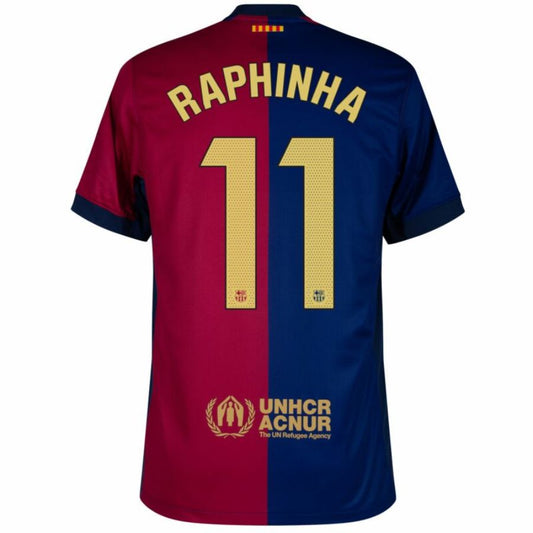 Barcelona Raphinha 11 Home 2024/25 Patches UCL UEFA Foundation (Official Printing)