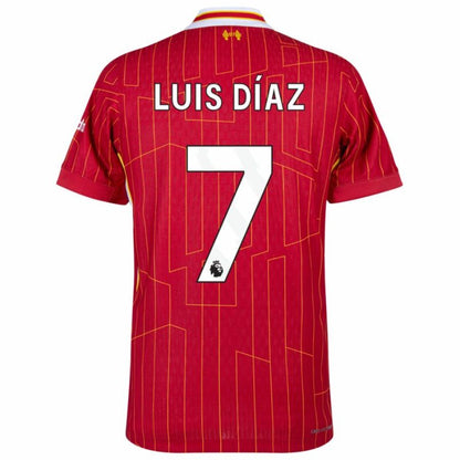 Liverpool Luis Díaz 7 Home 2024/25 Patches UCL UEFA Foundation (Official Printing)