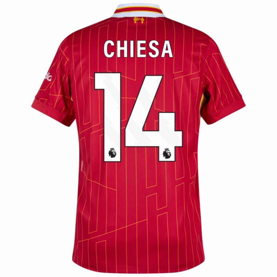 Liverpool Chiesa 14 Home 2024/25 Patches UCL UEFA Foundation (Official Printing)