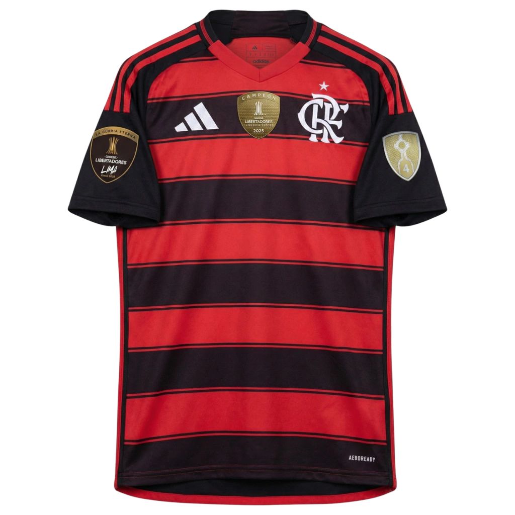 Camiseta local del Flamengo 2025, versión para aficionados, Adidas, para hombre - Rojo y negro