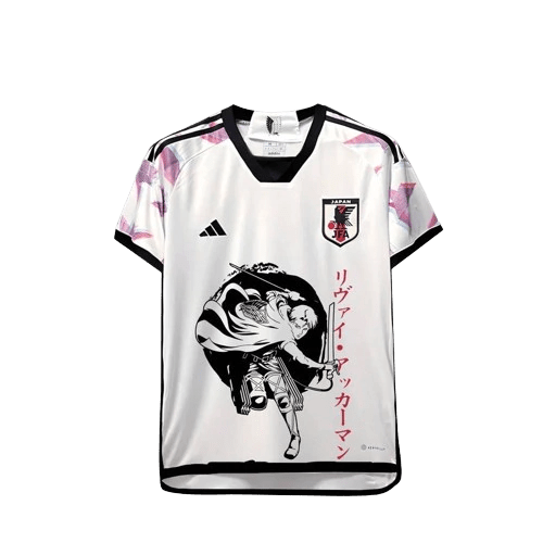 Camisa Japão Anime Attack on titan Levi 24/25 - Torcedor Masculina - Branco com detalhes em Preto - DA Sports Oficial