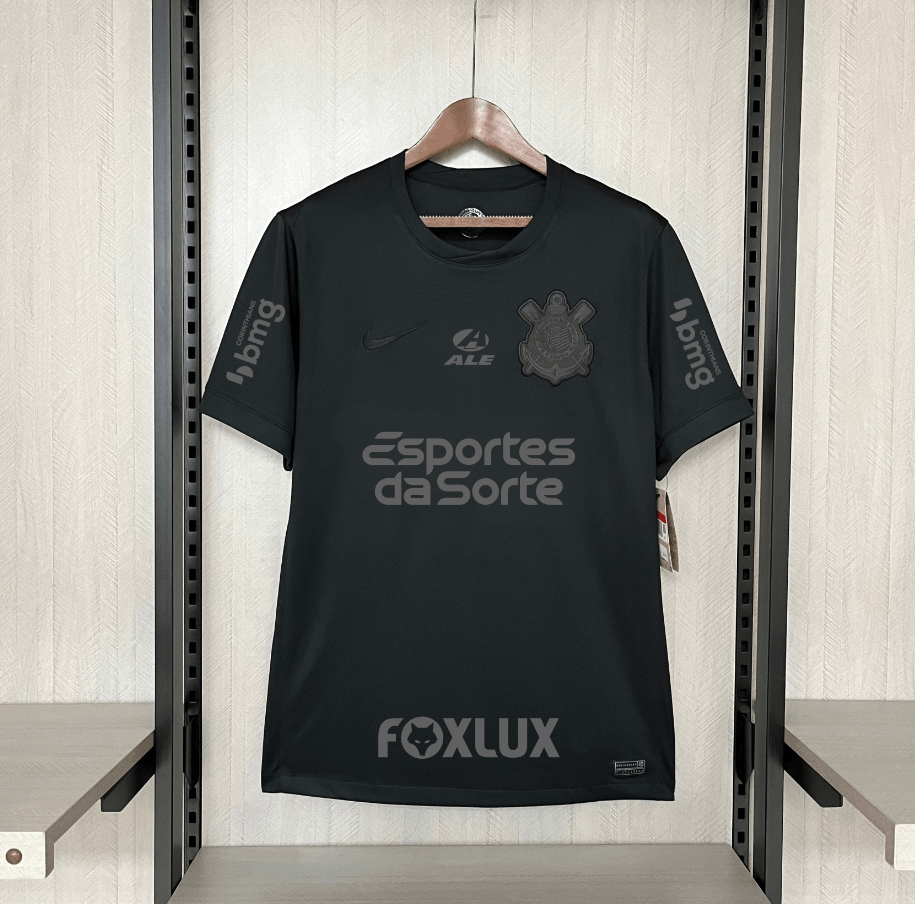 Camisa Nike Corinthians Fora 24/25 - Preta (Com todos patrocinadores) - DA Sports Oficial