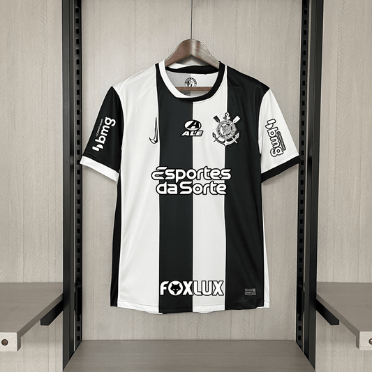 Camisa Nike Corinthians III 24/25 - Listrada preta e Branca (Com todos patrocinadores) - DA Sports Oficial