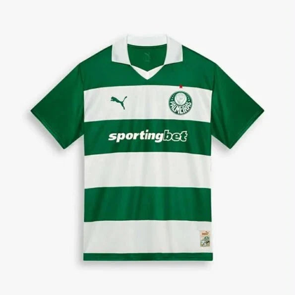 Jersey Palmeiras Striped Green+White Avanti 2025/26 Men's