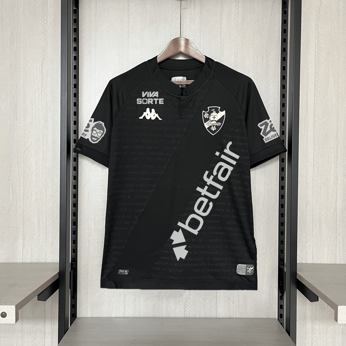Camisa Vasco III 24/25 Kombat Kappa Masculina - Preto (Com Patrocinadores) - DA Sports Oficial