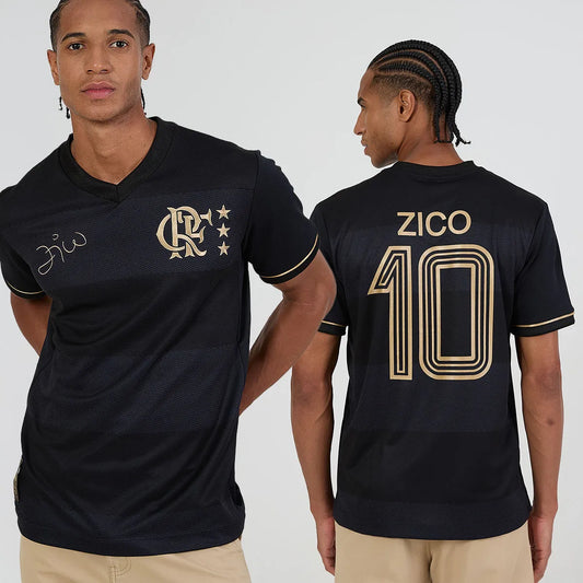 Jersey Flamengo Zico 1981 Black and Gold Retro Men's - Zico #10