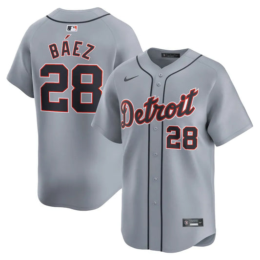 Jersey MLB Detroit Tigers Gray Javier Baez 28 Road Limited Fan Version Men's Gray
