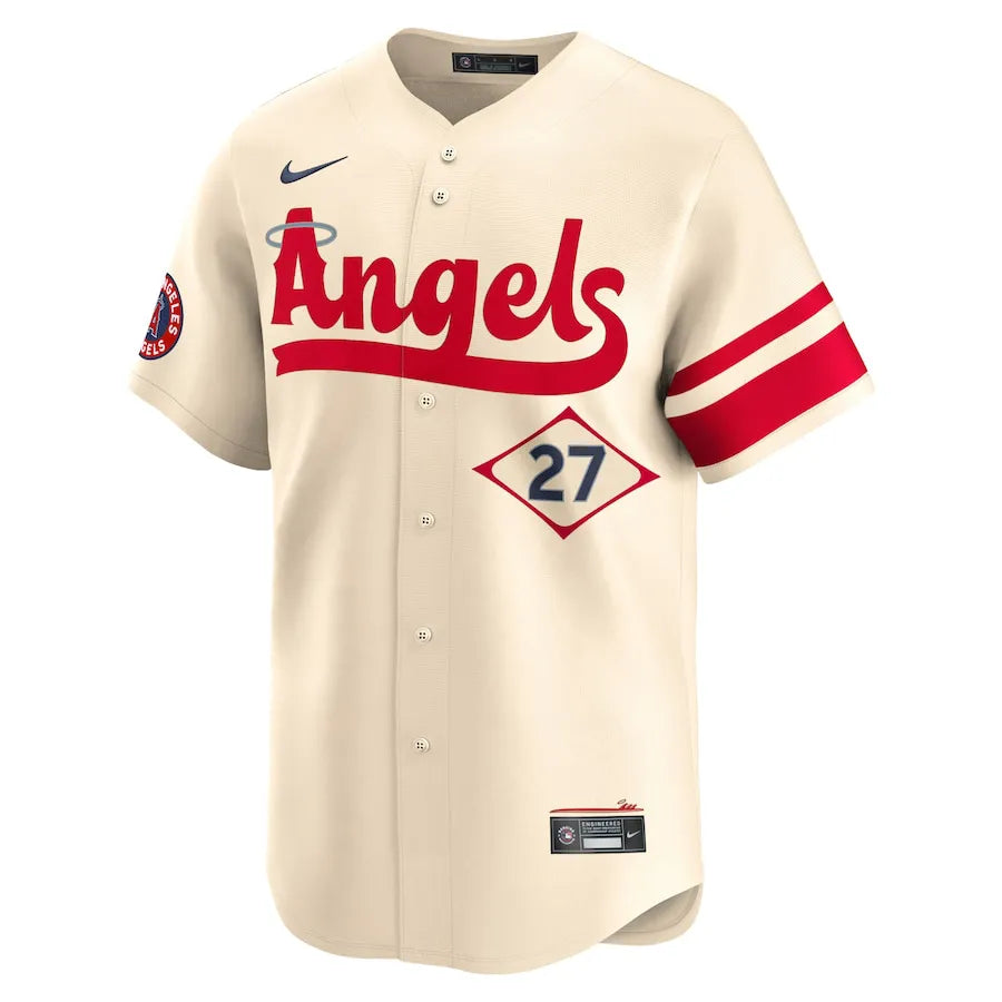 Jersey MLB Los Angeles Angels Cream City Connect Fan Version Men's Beige Mike Trout 27