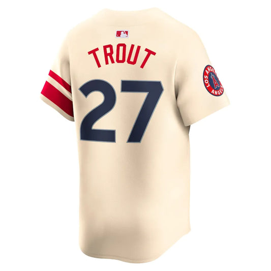 Jersey MLB Los Angeles Angels Cream City Connect Fan Version Men's Beige Mike Trout 27