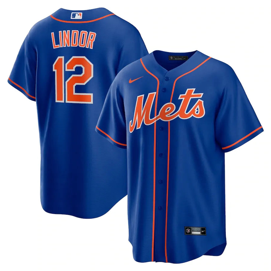 Jersey MLB New York Mets II Fan Version Men's Blue Francisco Lindor 12