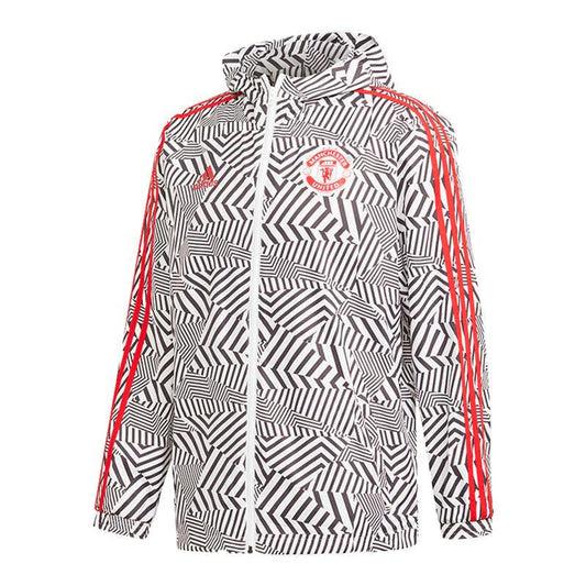 Corta - vento Manchester United 21/22 Adidas - Branco e Preto - DA Sports Oficial
